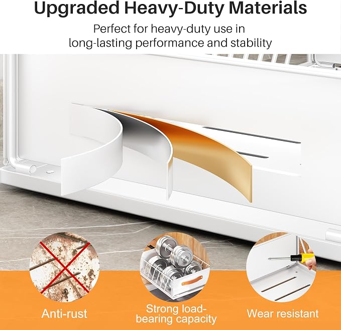 Pull out Cabinet Organizer,Heavy Duty Slide out Pantry Shelves Drawer Storage with Adhesive Nano Film,Sliding Mesh Cabinet Basket with Handle for Kitchen, Bathroom, Home, 15.8"W X 21"D X 6.2"H,White - Image 7