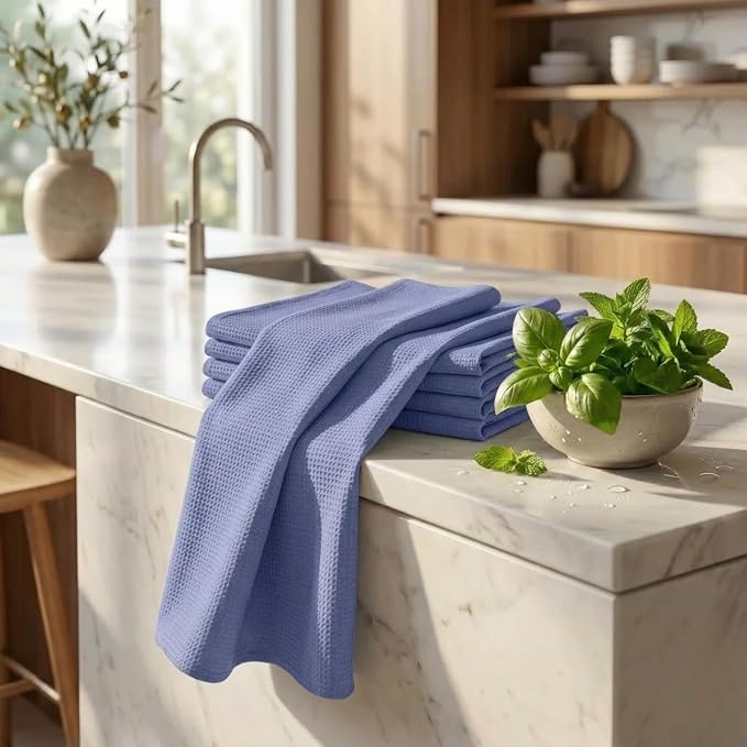 Urban Villa Kitchen Towels Cotton Dish Towels 20”x30” (Set of 6) Blue - Image 6