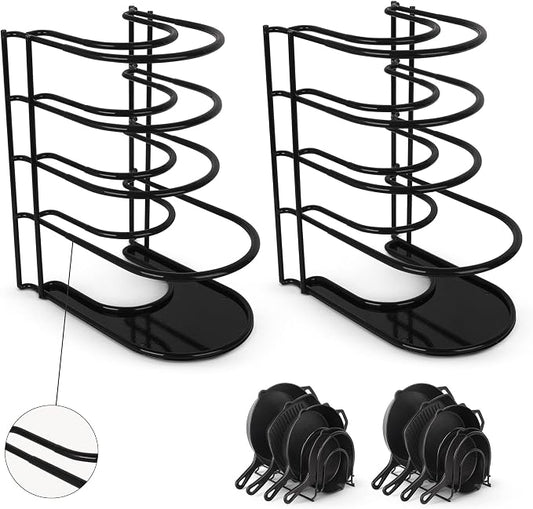 Cuisinel Pan Organizer for Cast Iron, Silicone-Coated 12" Skillet Rack, 2 Pack by Cuisinel