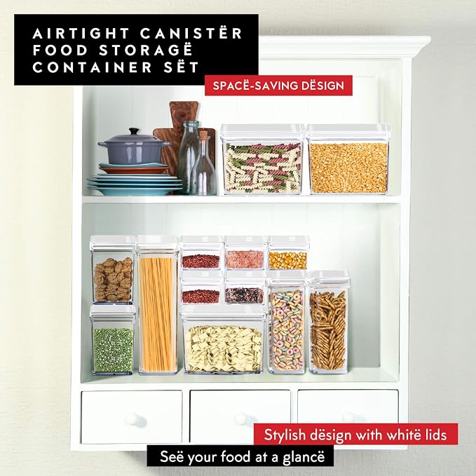 DWËLLZA KITCHEN Airtight Food Storage Containers with White Lids 2L - 4 Pc Clear Plastic Pantry Snacks Kitchen Container, Baking Supplies, 4LB Sugar & Flour Canister BPA-Free - Image 2