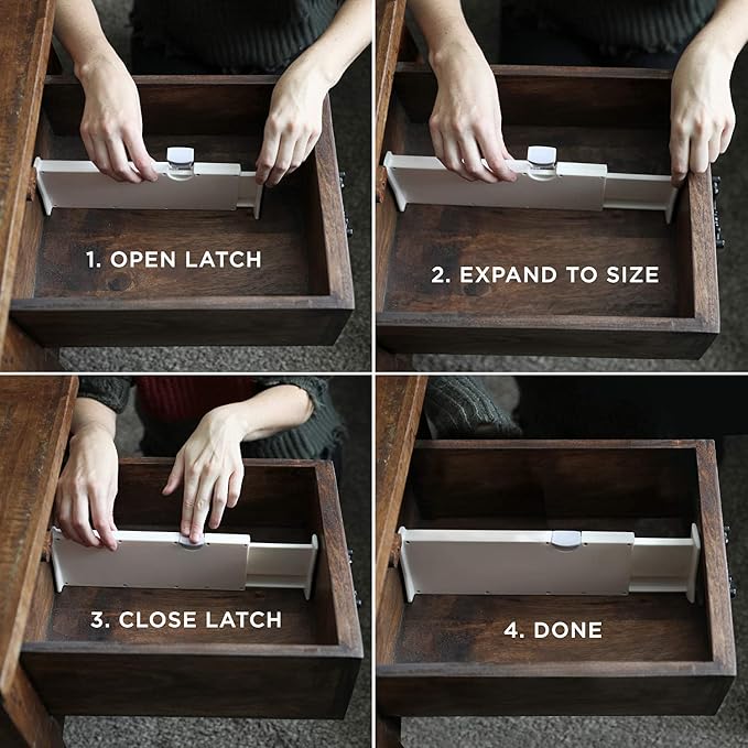 8 Drawer Organizer and Dividers, Organize Silverware and Utensils in Home Kitchen, Divider for Clothes in Bedroom Dresser, Designed to Not Snag Underwear and Bra Fabrics, Bathroom Storage Organizers - Image 3