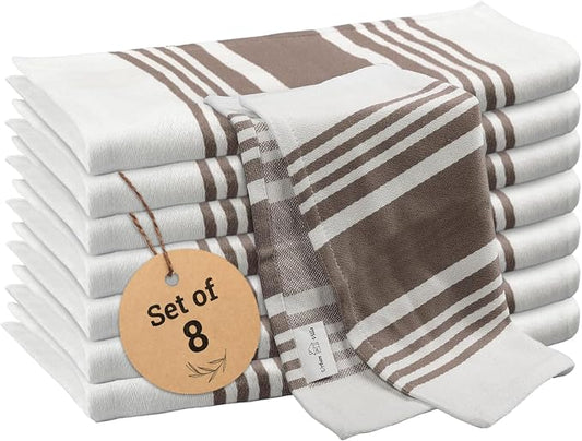 Urban Villa Kitchen Towels Cotton Dish Towels 12”x12” (Set of 8) Grey White by CottonTrends