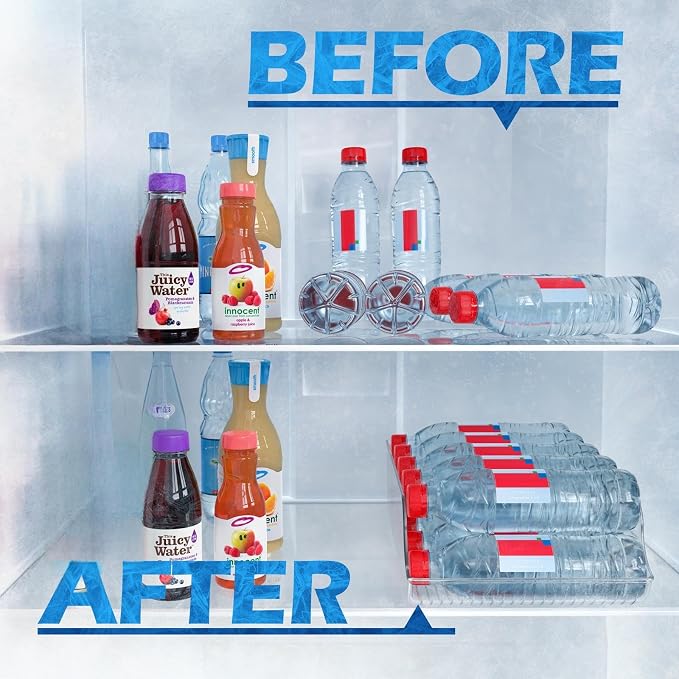 4-Pack Clear Water Bottle Organizer for Fridge & Pantry | Food-safe PET material, holds up to 9 bottles per organizer - Image 5