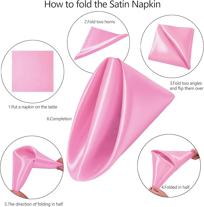 MDS® Pack of 100 Satin Napkins 12 x 12 Inch, Soft Silky Reusable Cloth Dinner Table Napkins for Wedding Décor, Reception, Birthday, Parties, Banquets, Catering, Restaurants & Hotel - Pink - Image 3
