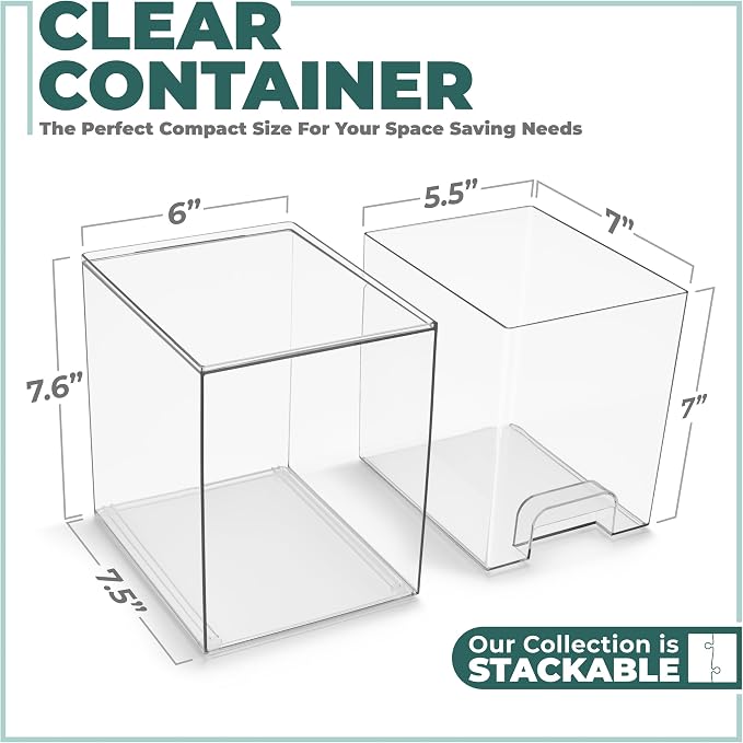 Sorbus Stackable Acrylic Storage Drawers, 8 Pack Clear Plastic Organizer Bins for Baby Bottles, Makeup, Bathroom, Vanity & Kitchen Countertop Organization, Pull-Out Drawer Design for Cabinets & Pantry - Image 5