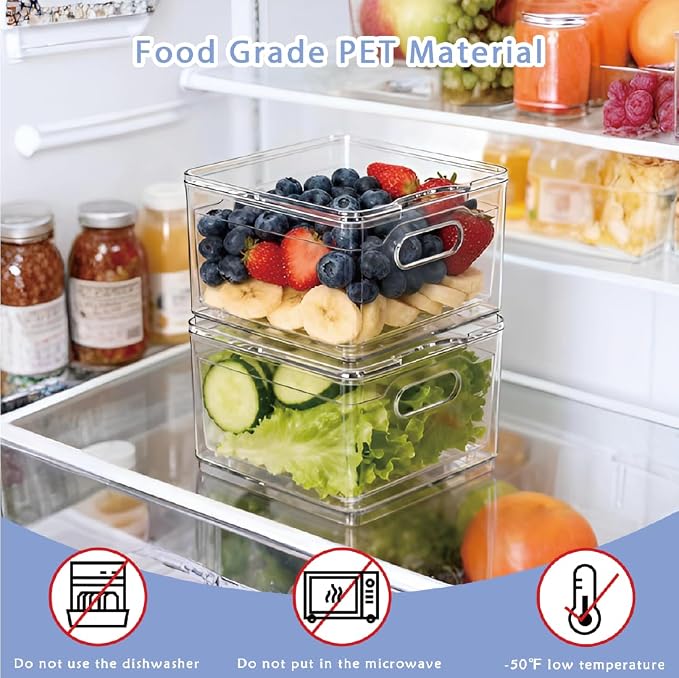 2 Pack Fruit Storage Containers for Fridge with Lid & Drain Basket | 3-in-1 Wash-Drain-Store – BPA-free clear containers keep berries/strawberries fresh, ready-to-eat in fridge. - Image 3