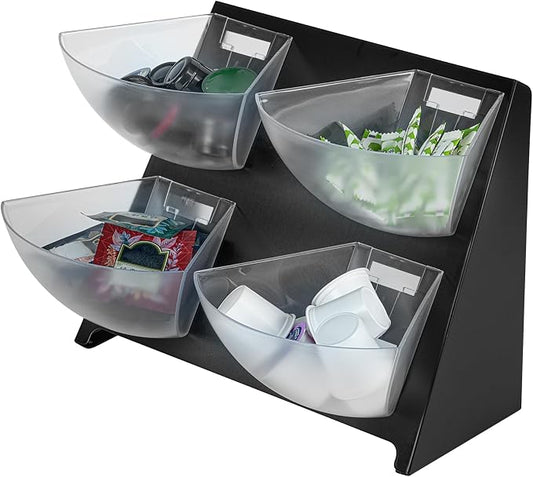 Restaurantware-Met Lux 15.5 x 10 x 10.5 Inch Coffee Accessory Caddy, 1 Premium Coffee And Condiment Organizer - 4 Removable Compartments, Black Steel Breakroom Organizer by Restaurantware