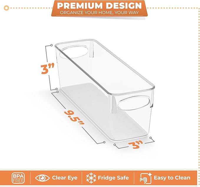 Sorbus Small Clear Plastic Storage Bins for Organizing, 10 Pack Clear Organizer Bins with Handles, Plastic Storage Bins for Closet, Pantry, Fridge, Medicine Cabinet Organizer, Shelves, Freezer, Drawer - Image 3