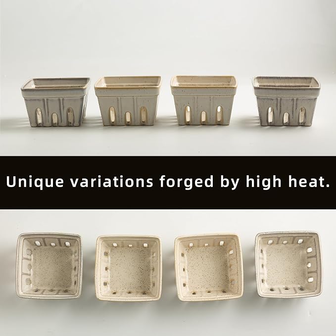 Ceramic Berry Basket, 4.2" Colander Set of 2 with Holes | Drainage holes help excess water flow away after washing berries, grapes, cherries, tomatoes, and fresh fruit - Image 8