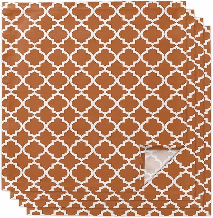 Cloth Napkins Set of 4-20x20 Inches, Orange Moroccon Washable Reusable Table Napkins, Farmhouse Country Minimalist Geometric Soft & Absortbent Dining Napkin for Party Wedding Hotel Restaurant by Unknown