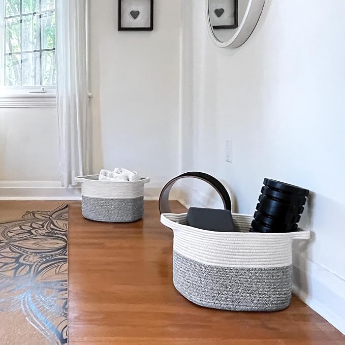 Goodpick Storage Baskets for Shelves, Woven Rope Basket for Storage, Baskets for Organizing, Nursery Cube Bins with Handles, Decorative Square Basket, 13 x 10 x 9 Inches, 3 Pack - Image 5
