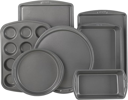 GoodCook Everyday 7-Piece Non-Stick Bakeware Set – 2 Cookie Sheet Pans, Round Cake Pan, Loaf Pan, Pizza Pan, Bake & Roast Pan, 12-Cup Muffin Pan - Baking Supplies, Baking Pans Set by GoodCook