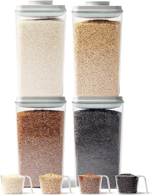 Airtight Food Storage Containers, 4 Pack, 4.22 Qt, Pop-Top Lids | Four Matching Large Jars Keep Bulk Pantry Staples Visible, Organized and Easy to Access Without Small, Unused Container Sizes by Tourdeus
