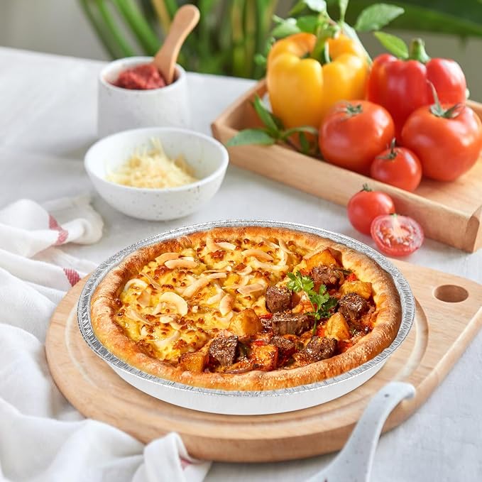 50 Pack Disposable Round Foil Pizza Pans Aluminum Pizza Pans for Personal Pizzas, 11 Inch Round Tin Foil Pan for Cookies, Cake, Focaccia-Freezer & Oven Safe - Image 7