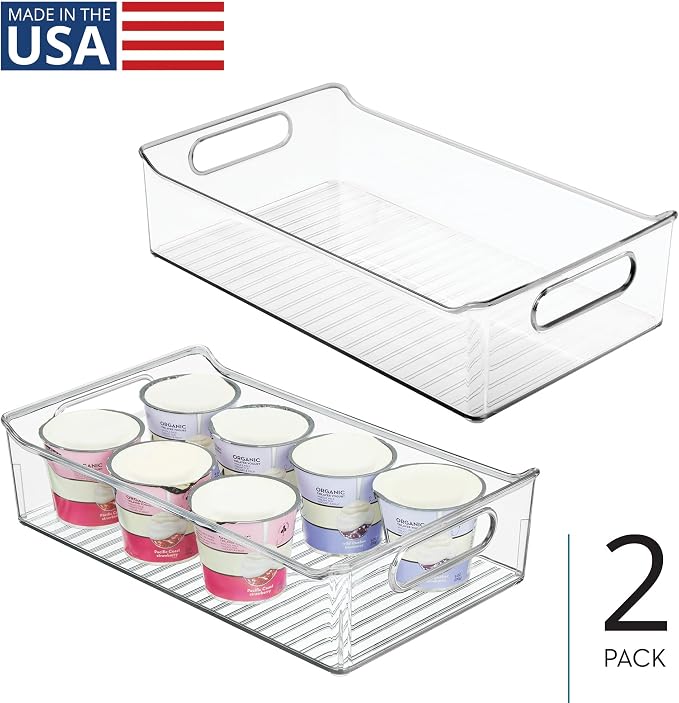 iDesign Plastic Pantry Storage Organizer Bin, Set of 2, Clear | With Handles - Image 2
