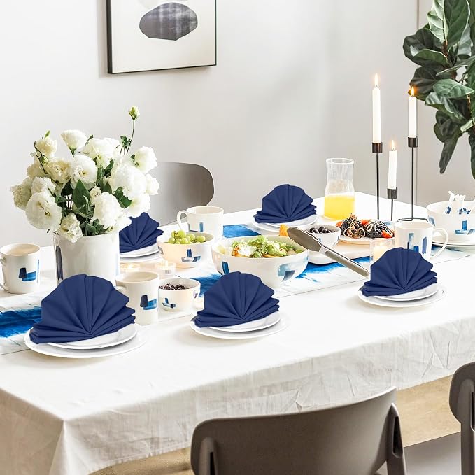 SuperO Set of 40 Cloth Napkins 17 x 17 Inch, Polyester Solid Washable Dinner Napkins with Hemmed Edges,Great for Restaurant, Wedding and Party(Navy Blue) - Image 5