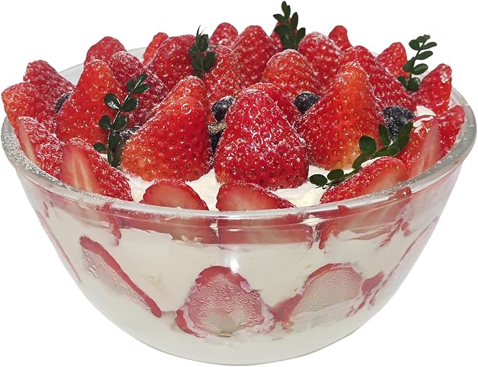Glass Salad Bowl With Lid, 4.7 Quart Large Glass Mixing Bowls Serving Bowls With Bamboo Utensils, 10.7Inch Trifle Bowl for Salad, Pasta, Dessert Display Cake, Microwave Safe - Image 8