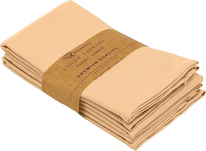 Ruvanti Cloth Napkins Set of 6, 18x18 Inches Napkins Cloth Washable, Soft, Durable, Absorbent, Cotton Blend. Table Dinner Napkins Cloth for Hotel, Lunch, Restaurant, Wedding Parties - Ivory Gold - Image 8