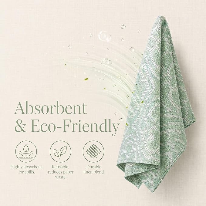 17x17 Green Elephant Cloth Napkins Set of 6 Washable Boho Decor - Image 4
