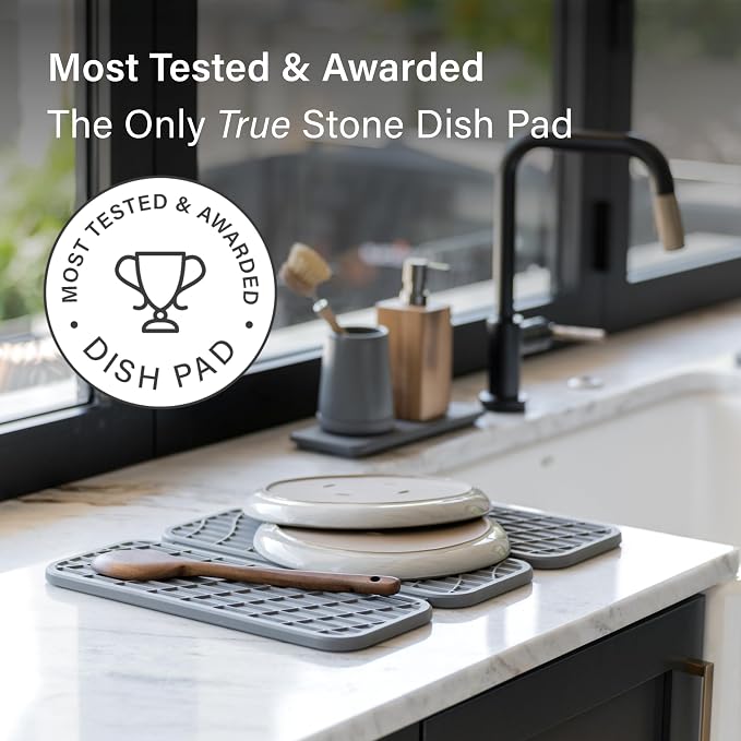 Dorai Home Dish Pad - Collapsable Stone Dish Drying Mat with Diatomaceous Earth for Quick Drying - Ultra Absorbent - Encased in Silicone - Eco-Friendly, Foldable - Original 19.9"x15.2", Slate - Image 8