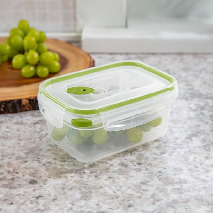 Sterilite Ultra-Seal 4.5 Cup Rectangle, Airtight Food Storage Container, Latching Lid, Microwave and Dishwasher Safe, Clear with Green Gasket, 24-Pack - Image 7