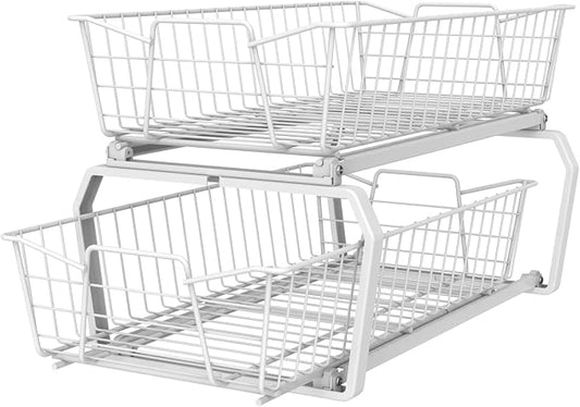 ClosetMaid 11 in. Pull Out Cabinet Organizer, 2 Tier, Heavy Duty, Slide Out Pantry Shelves Drawers for Kitchen, Bathroom, White by Unknown