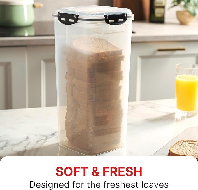 Tafura Bread Containers, 2 Pack, Airtight BPA-Free Bread Storage Boxes | Includes two reusable units for keeping homemade or store-bought loaves fresh while saving kitchen space. - Image 6