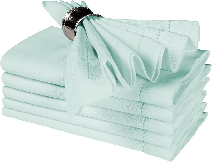BEDDING CRAFT Linen Cloth Napkins Set of 4, 18x18, Pastel Blue | Soft Durable Washable -Ideal for Events Wedding Christmas Thanksgiving Newyear-Perfect Everyday Use Table Linen 18x18. by BeddingCraft
