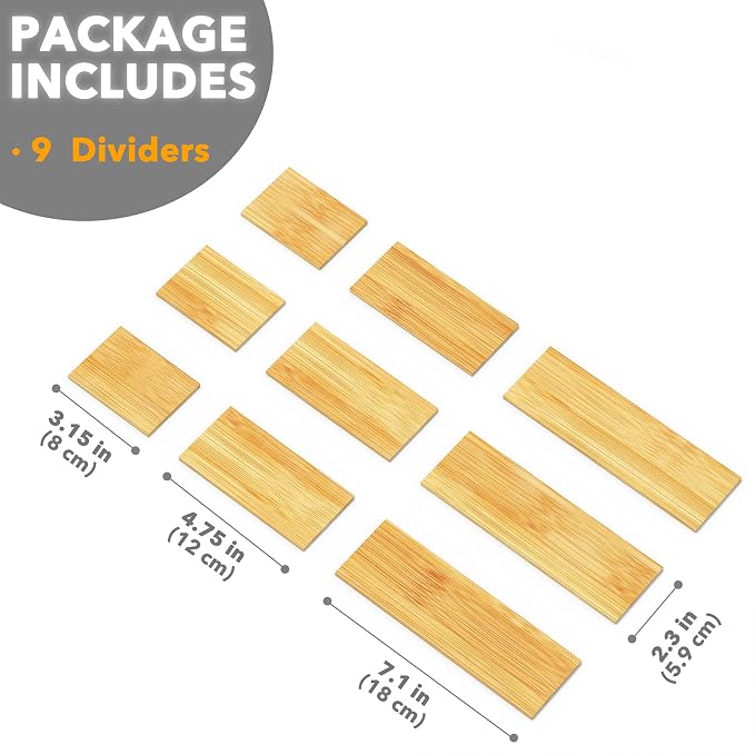 SpaceAid Bamboo Drawer Dividers with Inserts and Labels, 4 Dividers with 9 Inserts (17-22 in), Bag Storage Organizer (1 Box 4 Slots) - Image 8