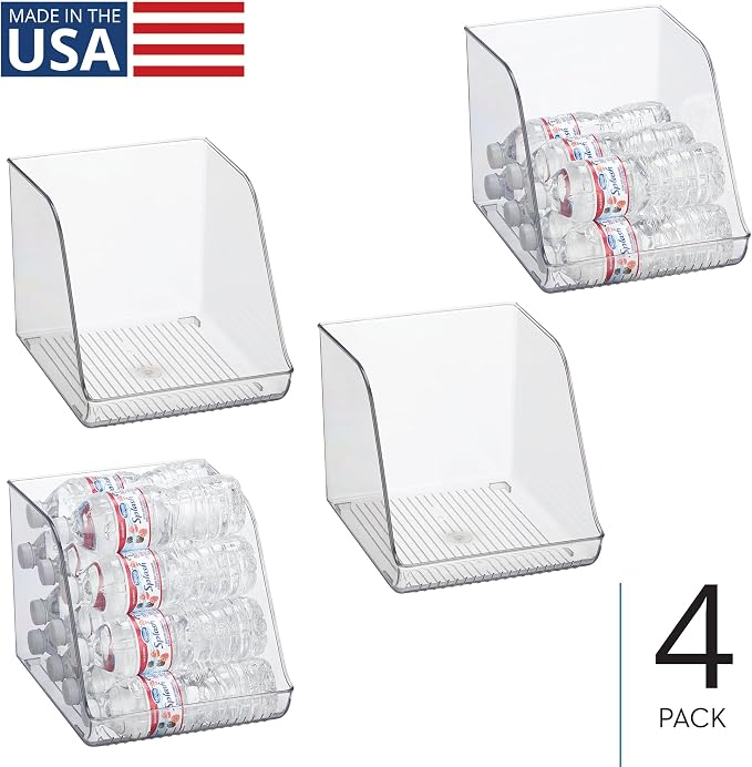 iDesign Plastic Water Bottle Organizer for Fridge, Clear, 4-Pack | Bottle Holder, For Kitchen and Pantry - Image 2