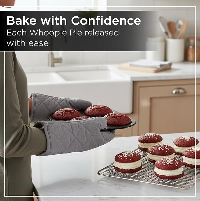 Wrenbury Jumbo Whoopie Pie Pan 4 Cup - Large Muffin Top Pan Heavy Gauge Shallow Carbon Steel Baking Tray for Burger Buns Yorkshire Pudding Cornbread - PFOA Free Nonstick - Image 3