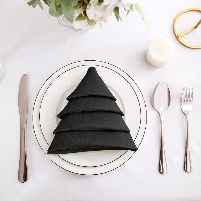 Bailarina Cloth Napkins Set of 120,17x17 inches Dinner Napkins Cloth Washable,Polyester Square Table Cloth Napkin Bulk with Hemmed Edges Ideal for Banquets, Parties and Weddings-Black - Image 3