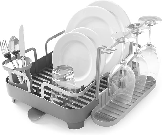 Umbra Holster Dish Rack– Molded Plastic Dish Drying Rack with Drainage Spout, Charcoal - Image 14