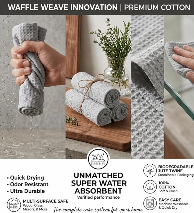 Urban Villa Kitchen Towels Cotton Dish Towels 20”x30” (Set of 6) Smoke - Image 7