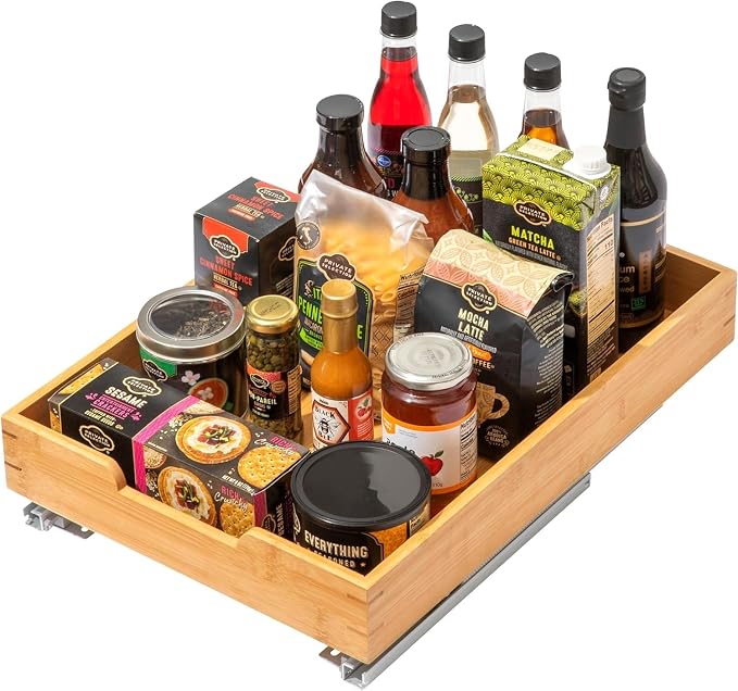 HOLDN’ STORAGE Bamboo Wooden Pull Out Cabinet Organizer 14" W x 21" D | Bamboo Tray and Heavy Gauge Metal Rails, W/Lifetime Limited Warranty, Fits 15.25"W x 21"D Cabinets - Image 9