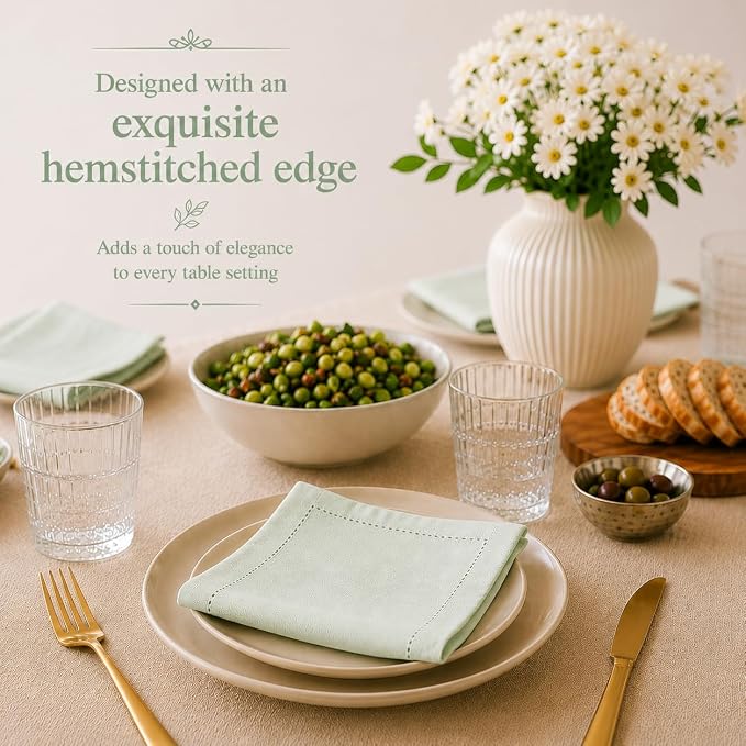 Cotton Cloth Napkins Set of 12, 18x18 Cotton Napkin Cloth Washable, Soft, Reusable Napkins for Wedding, Parties, Christmas, Thanksgiving, Everyday Use (Green) - ALPHA Living HOME - Image 7
