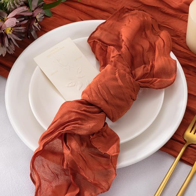 Burnt Orange Cheesecloth Napkins Terracotta Cloth Napkins Bulk,Set of 50 | 21''x21'',Washable Boho Table Gauze Fabric Napkins,for Wedding Baby Bridal Shower Dinner Party Decor - Image 5