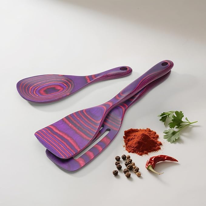 7 PCS Pakkawood Kitchen Utensils | Kitchen Cooking Utensil Set | Pakkawood Utensils | Non-Stick Wooden Spoons | Wooden Spoons for Cooking | Byzantium - Image 4