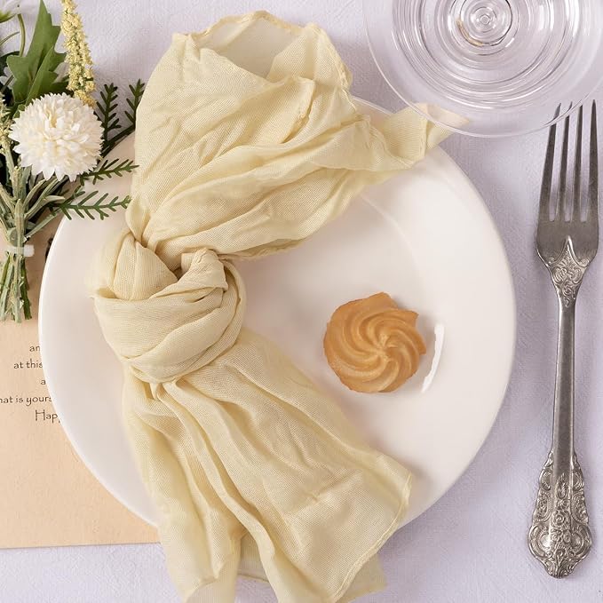 Cloth Napkins Set of 24 21"x21" Reusable Cheesecloth Napkins Bulk Champagne | Boho Rustic Dinner Napkins Washable Gauze Table Napkins Cloth Hemmed Edges for Wedding Bridal Shower Family Gathering Decor - Image 2
