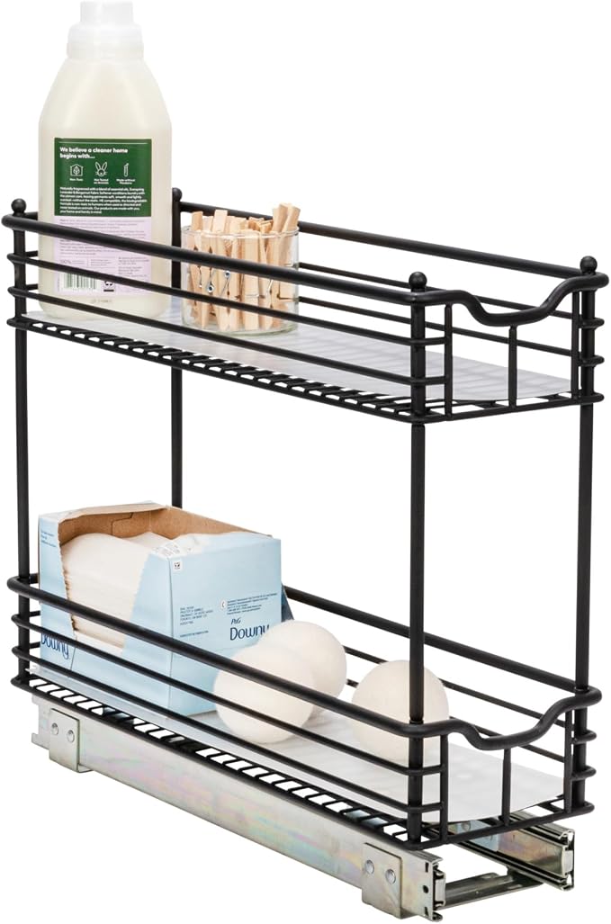 Household Essentials Matte Black Steel Two-Tier Pull-Out Organizer by HouseholdEssentials