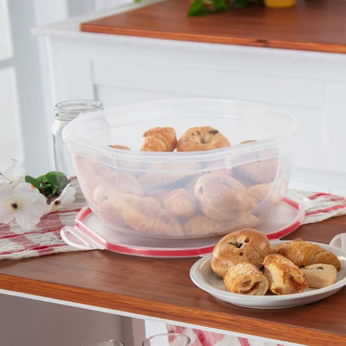 Sterilite Ultra-Seal 8.1 Qt Bowl, Large Airtight Food Storage Container, Latching Lid, Microwave and Dishwasher Safe, Clear With Red Gasket, 2-Pack | Large Latching Lid with Red Gasket, Airtight and Watertight Seal, Microwave, Freezer and Dishwasher Sa... - Image 5