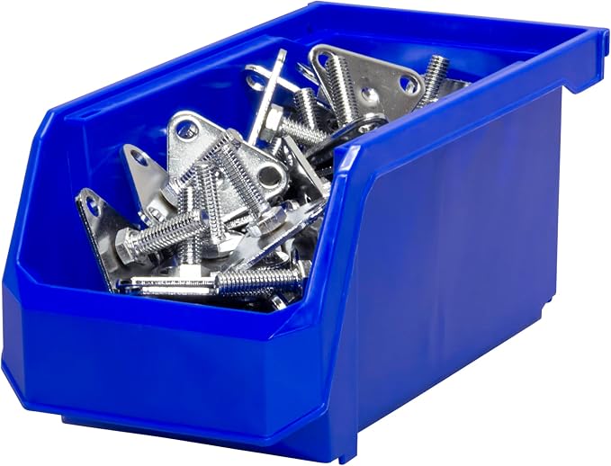 Medium Stackable Plastic Storage Bins, 8-Pack, Blue | Open-Front Stackable Bins For Garage, Pantry, Closet & Office, 11"L X 5,5"W X 5"H, Nests When Empty, Durable Plastic, - Image 4