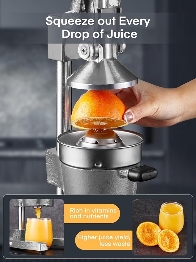 FOHERE Manual Cast Iron Juicer, Commercial Citrus Juicer with 400ml Stainless Steel Cup, Ideal for Extracting Juice From Lemons, Oranges, and Grapefruits, Easy to Clean - Image 2