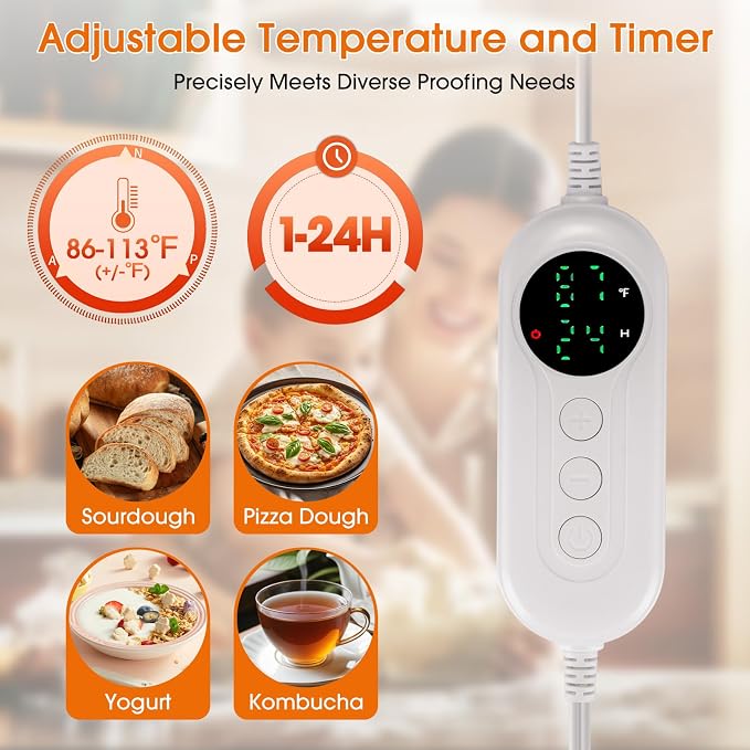 Bread Proofing Box with 86-113℉ Temp Control & 24H Timer, Dough Proofer with Metal Rack, Proofing Box for Sourdough, Bread Baking, Pizza, Yogurt, Kombucha, Space-Saving - Image 4