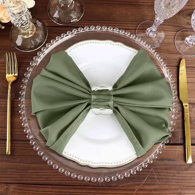 Efavormart Premium Cloth Napkins Set of 5, 20x20 Inch Eucalyptus Sage Green Seamless Dinner Napkins, Washable Linen Table Napkin Cloth with Hemmed Edges for Weddings, Party and Banquet - Image 7