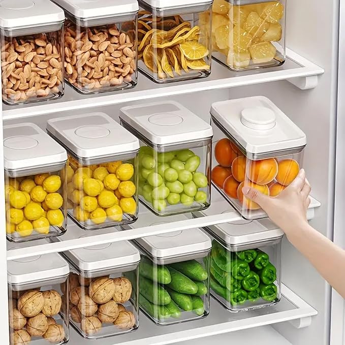 Set of 4 Airtight 1L Food Storage Containers, Stackable BPA-Free Kitchen Pantry Organiser with Pop-Up Lid, Clear Plastic Bins for Dry Food, Cereal, Snacks, and Baking Supplies - Image 3