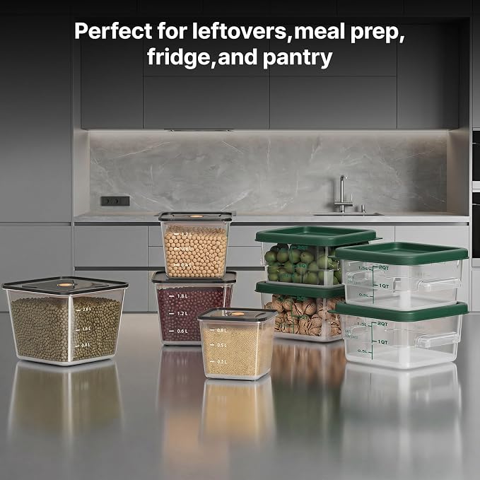 8 Pack Food Storage Containers with Lids；BPA-Free Cereal, Rice, Flour, Pasta & Snack Container, Stackable & Durable,Kitchen Pantry Organizer （0.95qt+1.5qt+2.2qt+3.2qt+4 * 6qt） - Image 5