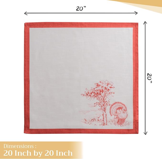 Maison d' Hermine Cloth Napkins Set of 4 Reusable 100% Cotton (20" x 20") | Everyday Square Napkins Cloth Washable Dinner Wedding Restaurant Hotel Kitchen Thanksgiving Christmas - Holy Jouy - Red - Image 4