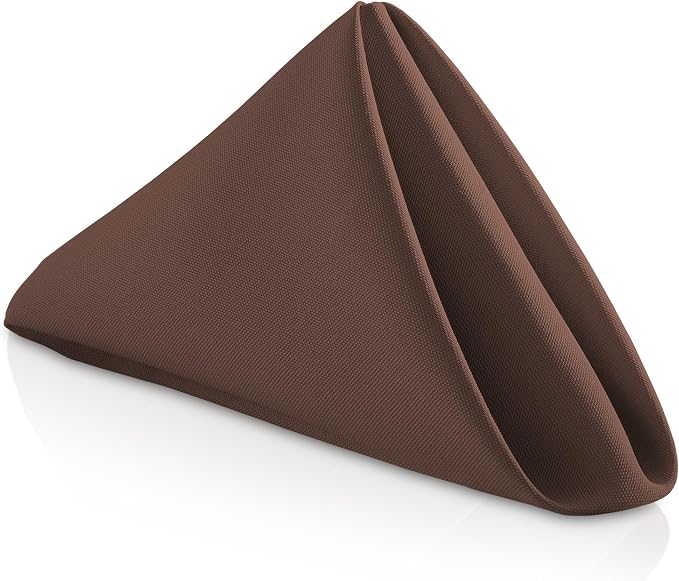 Lann's Linens Set of 12 Cloth Dinner Napkins, 20-inch Polyester Napkins, Washable and Reusable Fabric for Wedding, Hotel, Restaurant - Chocolate Brown by LannsLinens