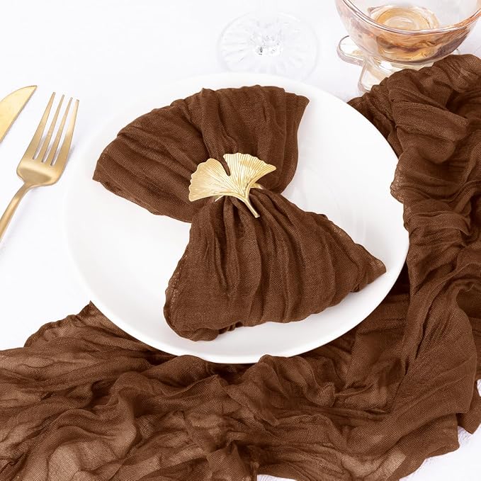 DeZerlor Brown Washable Cheesecloth Napkins Set of 50 for Wedding Party | Reusable Fall Cloth Napkins Bulk, for Bridal Baby Shower Dinner Cocktail Birthday Home, 21x21 Inches - Image 2